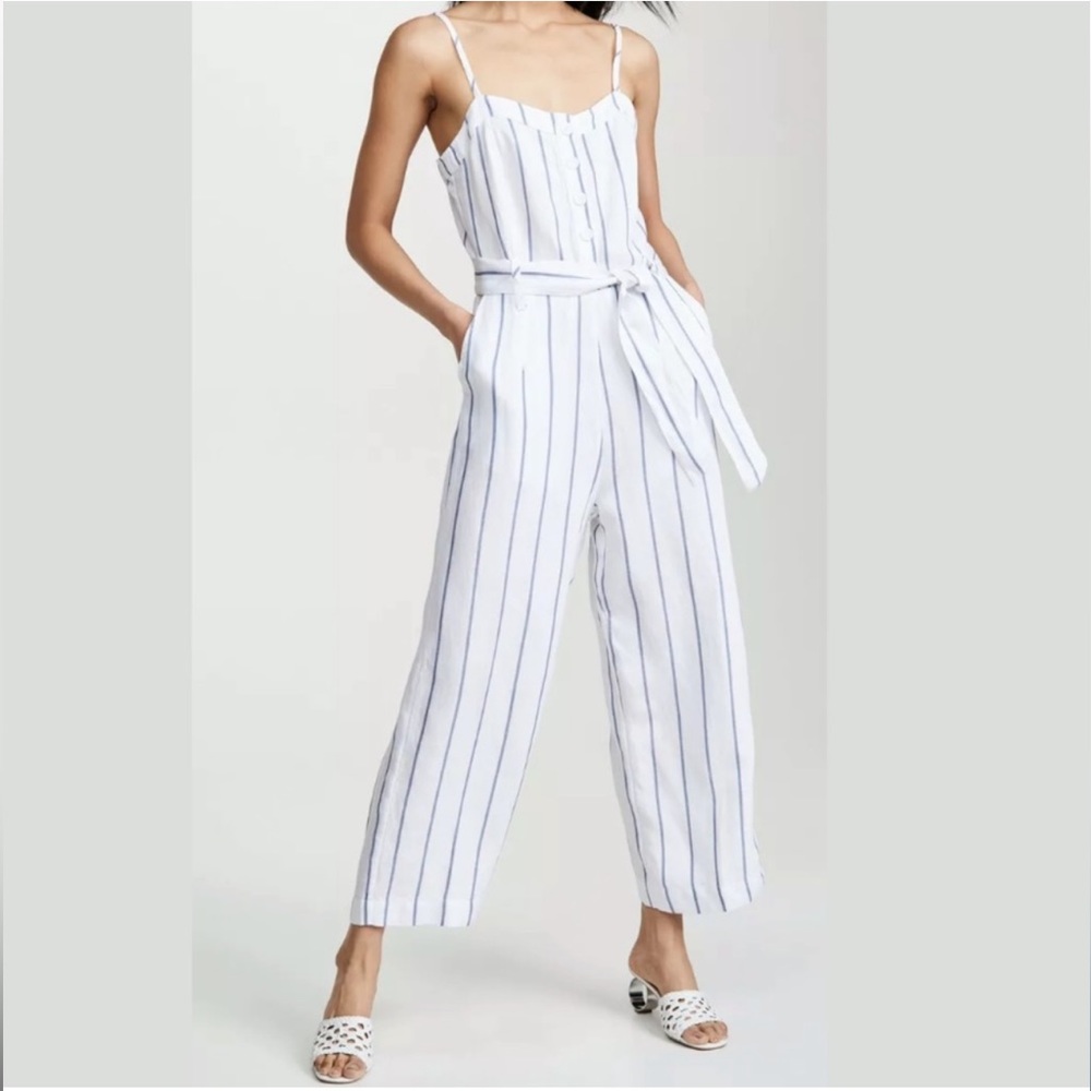 NWOT Rails Harper Jumpsuit - White w/Blue Stripe, Size Small